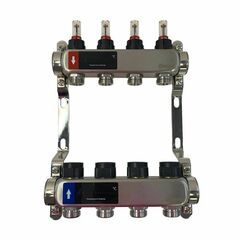 Коллектор WAAG 1"х3/4", 3вых., c клапанами, с расходомерами, сталь нерж.