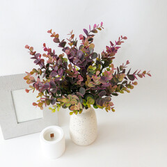 №3 Эвкалипт искусственный, шаровидный, сиреневый, 35 см., набор 2 букета.