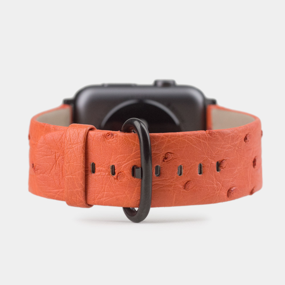 Ремешок для черных Apple Watch 38мм 40mm женский из натуральной кожи страуса, оранжевого цвета