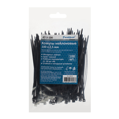 47-3-100 Хомуты нейлоновые, черные, 100х2,5мм 100шт. (РемоКолор)