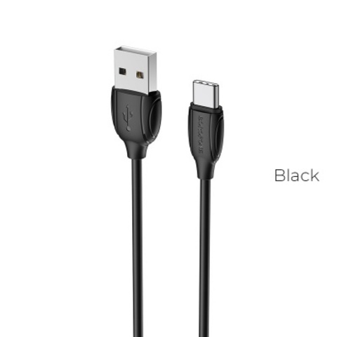 USB - Type-C Borofone BX19 Benefit, 1.0м, круглый, 3.0A, силикон, цвет: чёрный