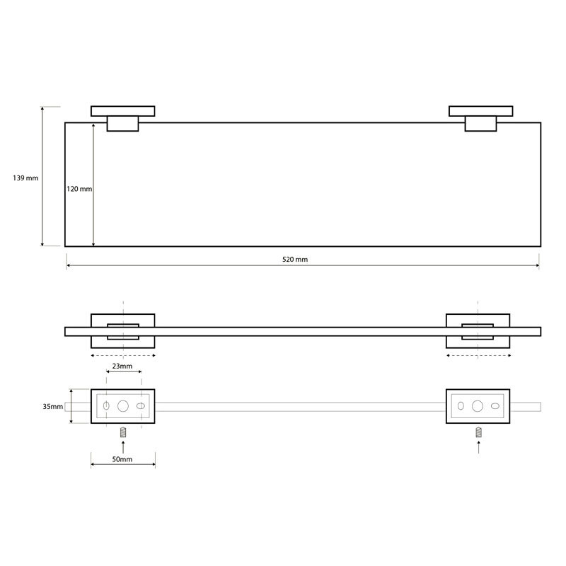 полка Bemeta из стекла 500 мм