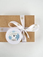 Лента Атласная (2,5см*23±1м), «Снежинки», Белая, 1 шт.