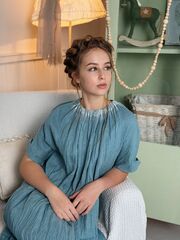 Радонька. Платье льняное макси с вышивкой в этностиле PL-422604