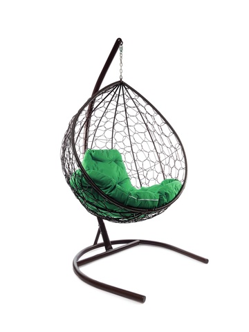 подвесное кресло-кокон КАПЛЯ (с ротангом) КОРИЧНЕВЫЙ КАРКАС