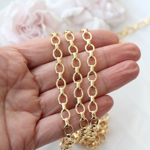 Цепочка 8*7 мм, позолота, 50 см, А333