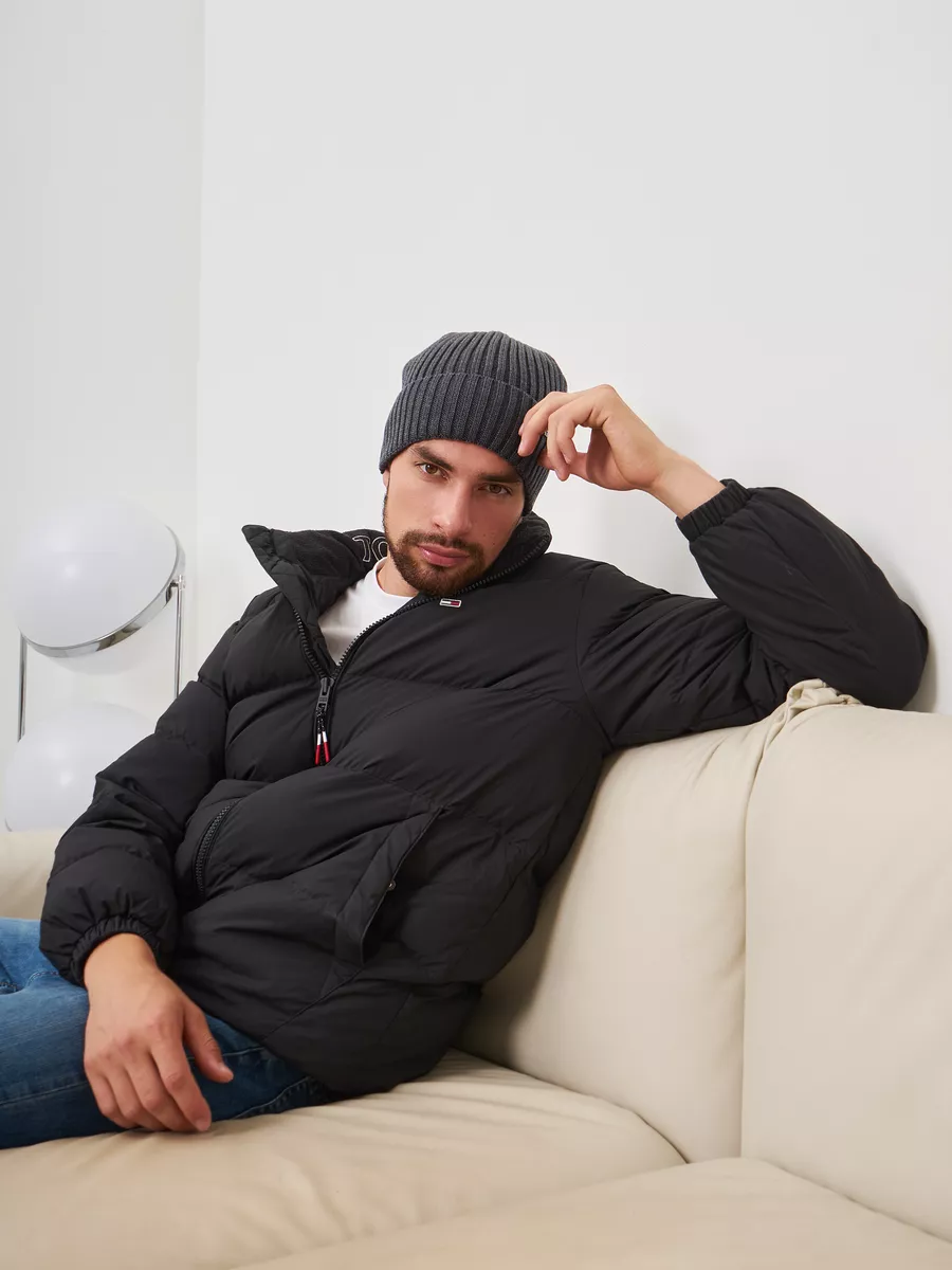 Шапка зимняя на флисе вязаная бини