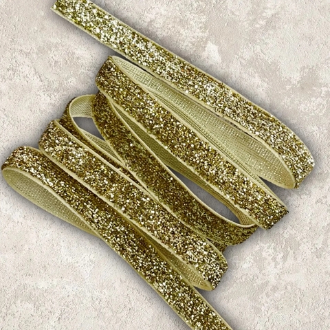 бархатная лента с блестками золото (1м)