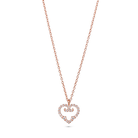 Mini Heart Pendant, Rose Gold, Cubic Zircons