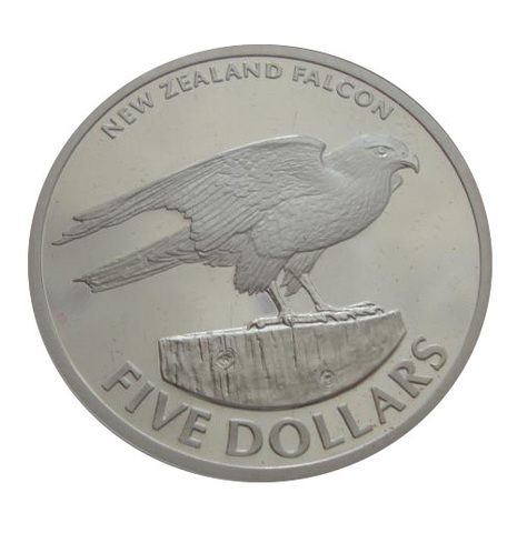 Новая Зеландия 5 долларов 2006 Новозеландский сокол СЕРЕБРО