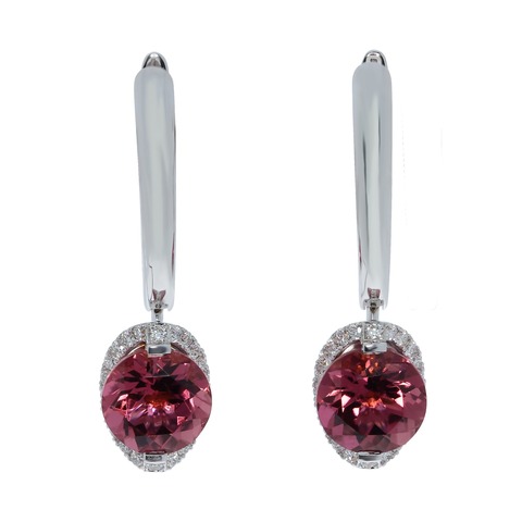 Серьги С Розовым Турмалином и Бриллиантами, E0013-1/33