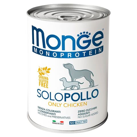 Влажный корм Monge Dog Monoprotein для собак, паштет из курицы, консервы 400 г