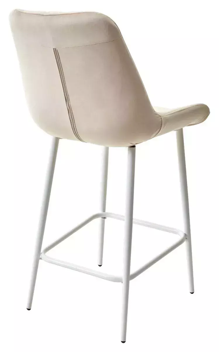 Полубарный стул ХОФМАН, цвет H-06 Бежевый, велюр / белый каркас H=63cm М-City