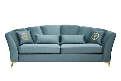 Диван трехместный 95x100x250см Garda Decor Annette велюровый бирюзовый