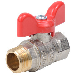 Кран шаровой латунь никель Стандарт Ду 20 Ру40 ВР/НР полнопроходной бабочка Dist Н322Б