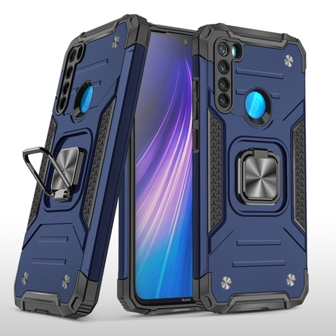 Противоударный чехол Strong Armour Case с кольцом для Xiaomi Redmi Note 8 (Темно-синий)