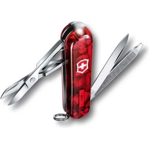 Нож-брелок Victorinox SwissLite, 58 mm, 8 функций, Translucent Red (0.6228.T)