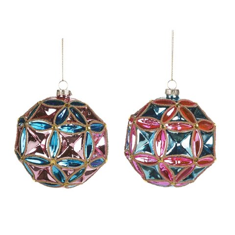 Набор елочных игрушек с объемными цветочками 12см Goodwill M&G розовый/голубой