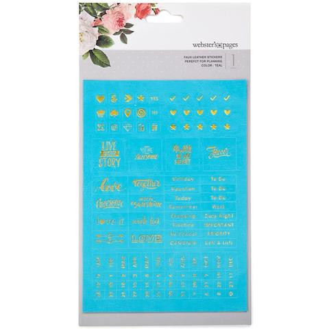 Стикеры из экокожи  с золотым эмбоссингом Color Crush Planner Foil Embossed Stickers - Teal Words