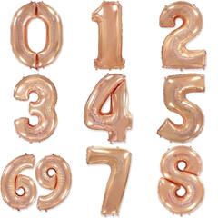 Фольгированные цифры 102 см с гелием (розовое золото - металлик)