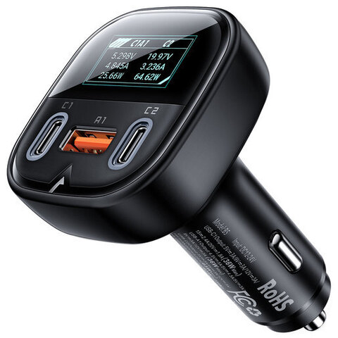 Автозарядка ACEFAST B5 101W 2C+A metal car charger с умным дисплеем