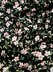 Ткань штапель принт Цветы мелкие на черном, 92 гр/м, ш. 150 см