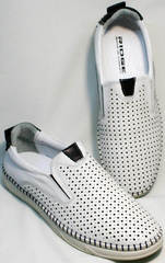 Летние мужские туфли с перфорацией стиль smart casual Ridge Z-441 White Black.