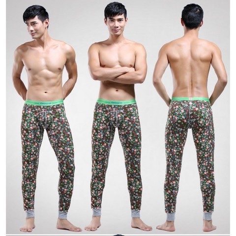 Мужские кальсоны с узором хаки Cockon MAN pants Green 23643