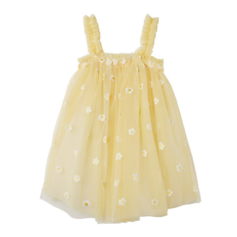 Платье Stella McCartney Kids Daisy Embroidery Tulle Yellow