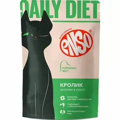 ENSO DAILY DIET пауч для взрослых кошек поддержание здоровья ЖКТ, кусочки в соусе с кроликом 85г