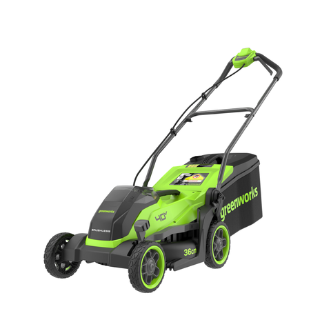 Газонокосилка аккумуляторная Greenworks GD40LM361, 40V, 36 см, бесщеточная, c 1хАКБ 4Ач и ЗУ (2520807UB)