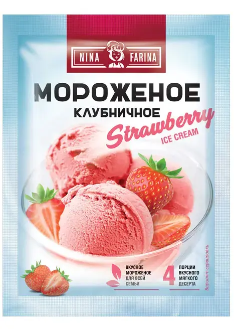 «Nina Farina», мороженое «Клубничное» смесь 70г (5 шт/350 гр/20 порций)