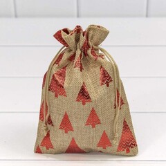 
          Мешочек 14 х 20 см "Елки" с рисунком искусственный лен (коричневый)