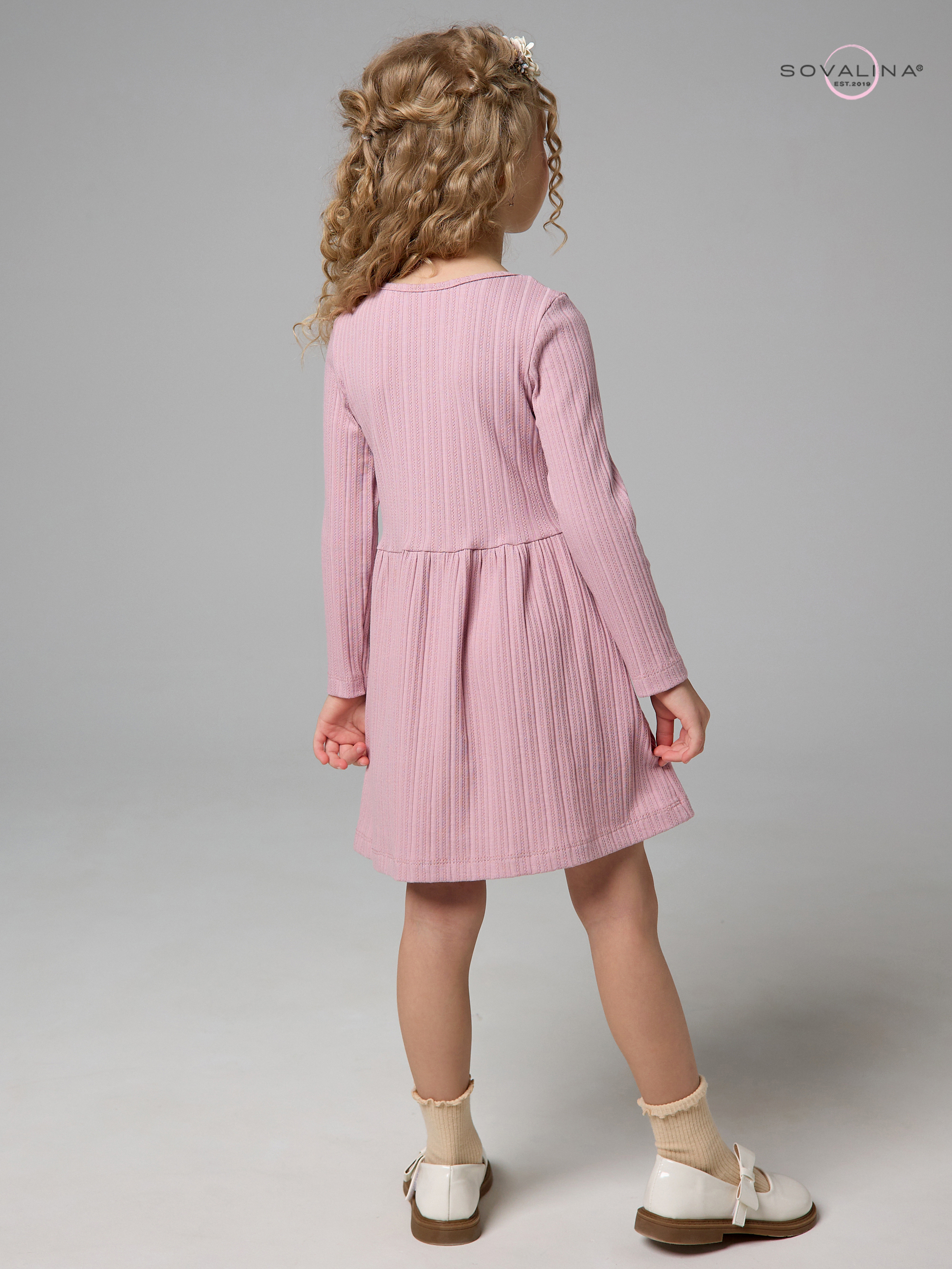 Платье Эля косичка сухая роза