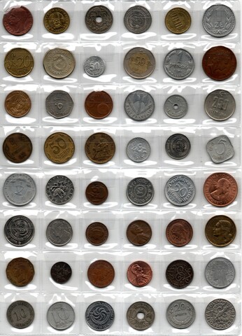 Подборка монет мира - 48 штук - разные, без повторов