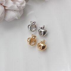 Подвеска Яблоко с фианитом 12*9 мм, родий, П017