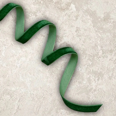 Лента бархатная 1 см зеленый №163(1метр)
