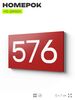 Номер на дверь 576, табличка на дверь для офиса, квартиры, кабинета, аудитории, склада, красная 120х70 мм, Айдентика Технолоджи