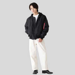 Бомбер Alpha Industries MA-1 Hooded Logo Oxford Black (Черный)