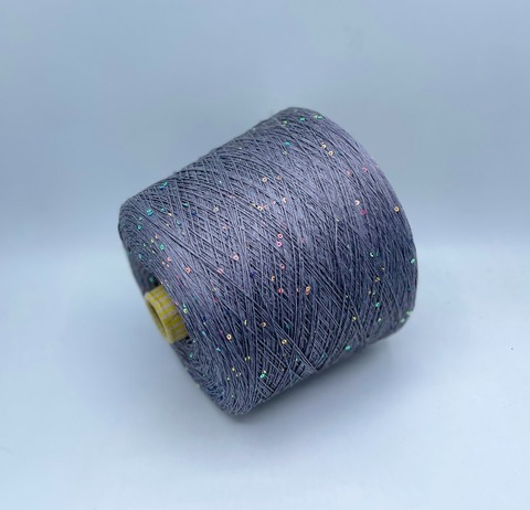 G&G Filati  (пр.Италия),art-Bellino, 370м/100гр, 100%Лен+пайетка(хамелеон) , цвет-Сталь, арт-34048