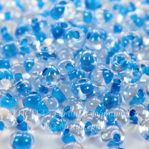 38665 Бисер Preciosa Дропс (Drops) 5/0 Кристалл блестящий с голубым центром