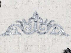 Термоаппликация узор люрекс, р. 24,5х7,5 см, серебро с пайетками