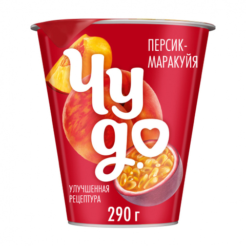 Йогурт Чудо 2% стак 290г персик маракуйя, шт