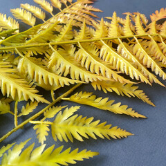 Папоротник осенний оранжевый, зелень искусственная, 60 см, набор 5 веток.