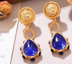 56437- Серьги с подвесками каплями в позолоте, итальянский винтаж