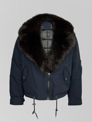 Куртка-парка Classic 8837 однотонная на молнии с воротником из меха