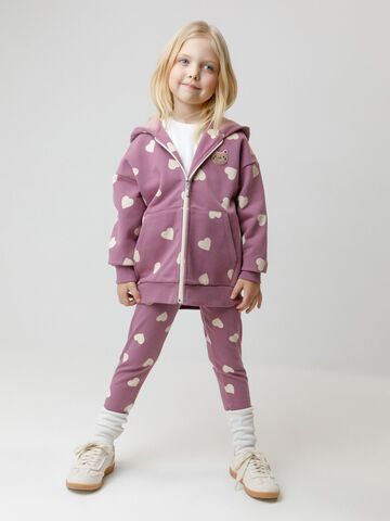 брюки  для девочки  КР 4074/темная орхидея,сердечки к591