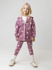 брюки  для девочки  КР 4074/темная орхидея,сердечки к591