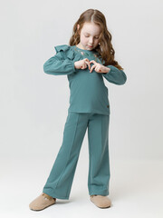 брюки  для девочки  КР 400846/бирюзовый тон к629
