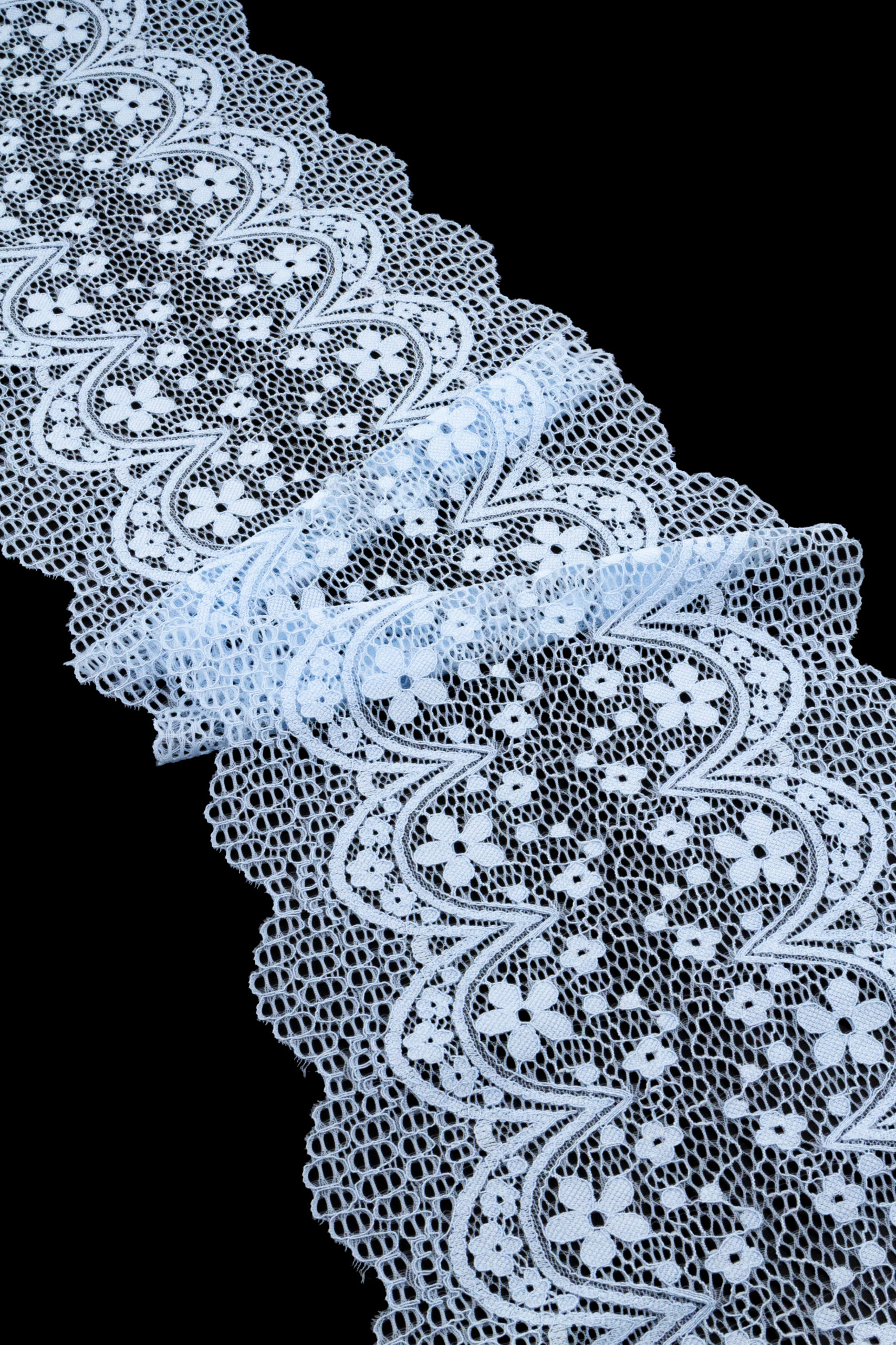 Эластичное кружево светло-голубое ширина 19.5 см